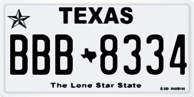 TX license plate BBB8334