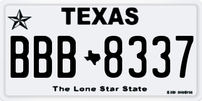 TX license plate BBB8337