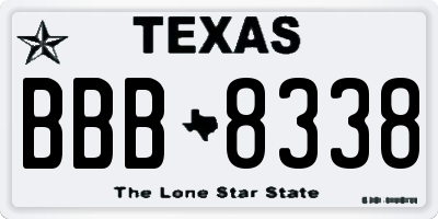 TX license plate BBB8338