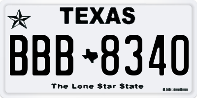 TX license plate BBB8340