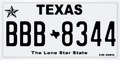 TX license plate BBB8344