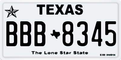 TX license plate BBB8345