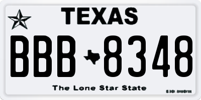 TX license plate BBB8348