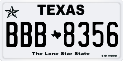 TX license plate BBB8356