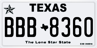 TX license plate BBB8360