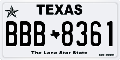 TX license plate BBB8361