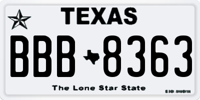 TX license plate BBB8363