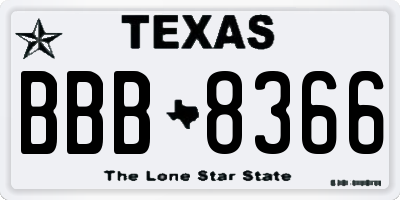 TX license plate BBB8366