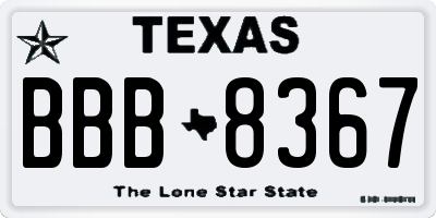TX license plate BBB8367