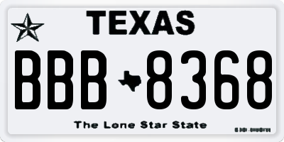 TX license plate BBB8368