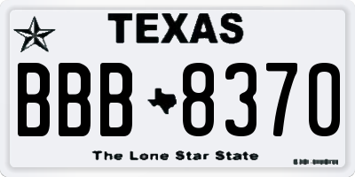 TX license plate BBB8370