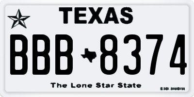 TX license plate BBB8374