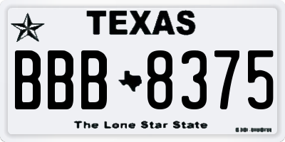 TX license plate BBB8375