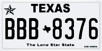 TX license plate BBB8376