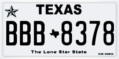 TX license plate BBB8378