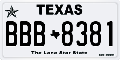 TX license plate BBB8381