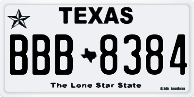 TX license plate BBB8384