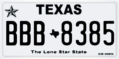 TX license plate BBB8385