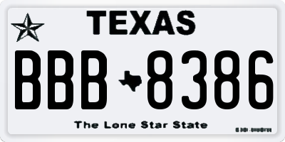 TX license plate BBB8386