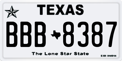 TX license plate BBB8387