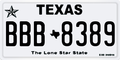 TX license plate BBB8389