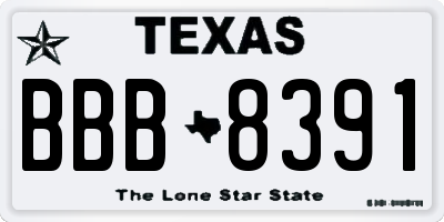 TX license plate BBB8391