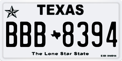 TX license plate BBB8394