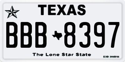 TX license plate BBB8397