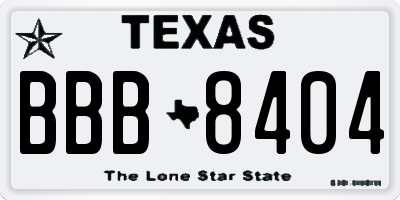TX license plate BBB8404