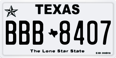 TX license plate BBB8407