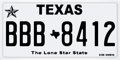 TX license plate BBB8412