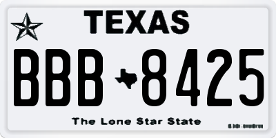 TX license plate BBB8425