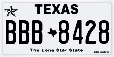 TX license plate BBB8428