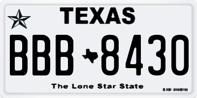 TX license plate BBB8430