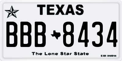 TX license plate BBB8434