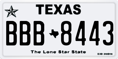 TX license plate BBB8443
