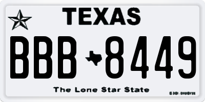 TX license plate BBB8449