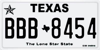 TX license plate BBB8454
