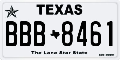 TX license plate BBB8461