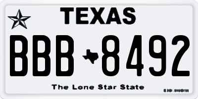 TX license plate BBB8492