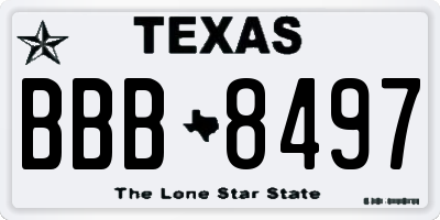 TX license plate BBB8497
