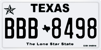TX license plate BBB8498