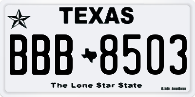 TX license plate BBB8503