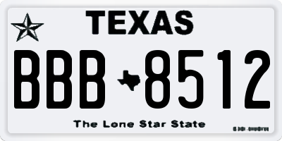 TX license plate BBB8512