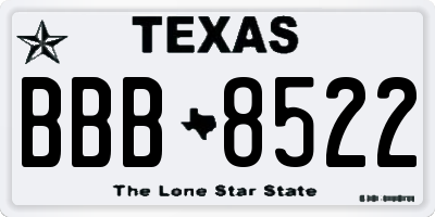 TX license plate BBB8522