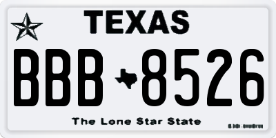 TX license plate BBB8526
