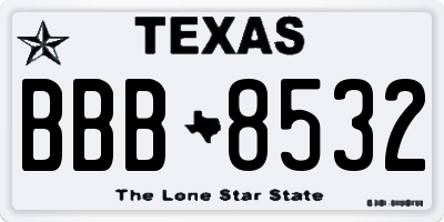 TX license plate BBB8532