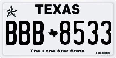 TX license plate BBB8533