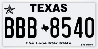 TX license plate BBB8540