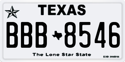 TX license plate BBB8546